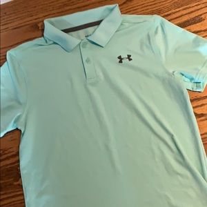 Boys UnderArmour L mint green golf shirt.  EUC